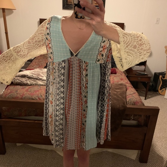 Patchwork style short swing dress - Picture 7 of 7